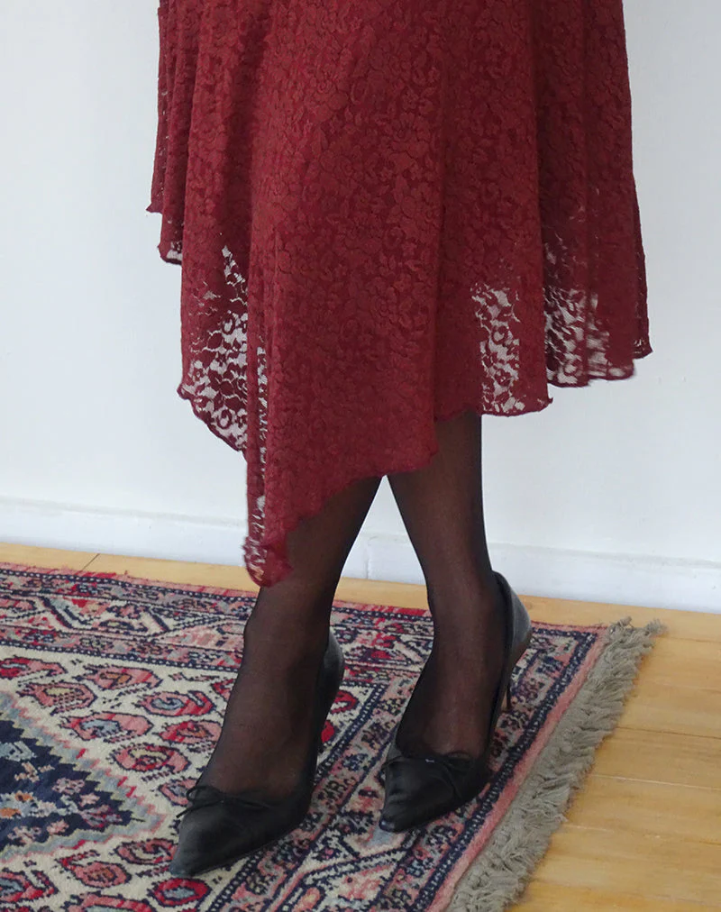 Drusilla Midikleid aus rosa Spitze in Burgund - Image 4