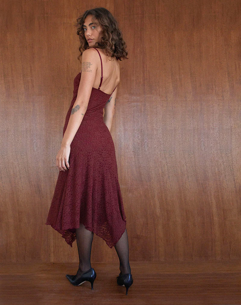 Drusilla Midikleid aus rosa Spitze in Burgund - Image 5