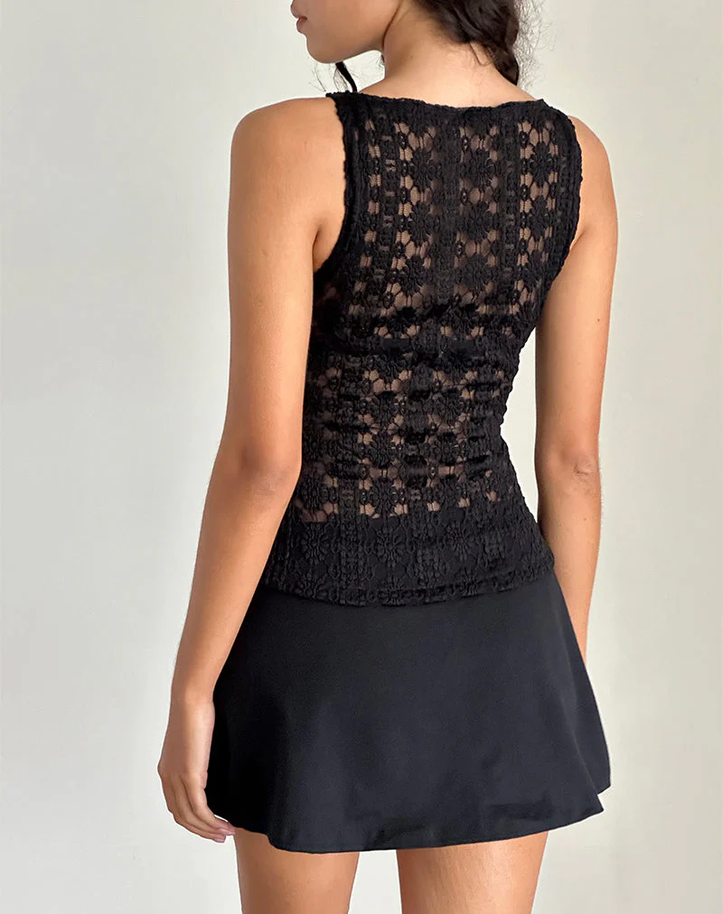 Dudley Vest Top in Regal Lace Schwarz - Image 5