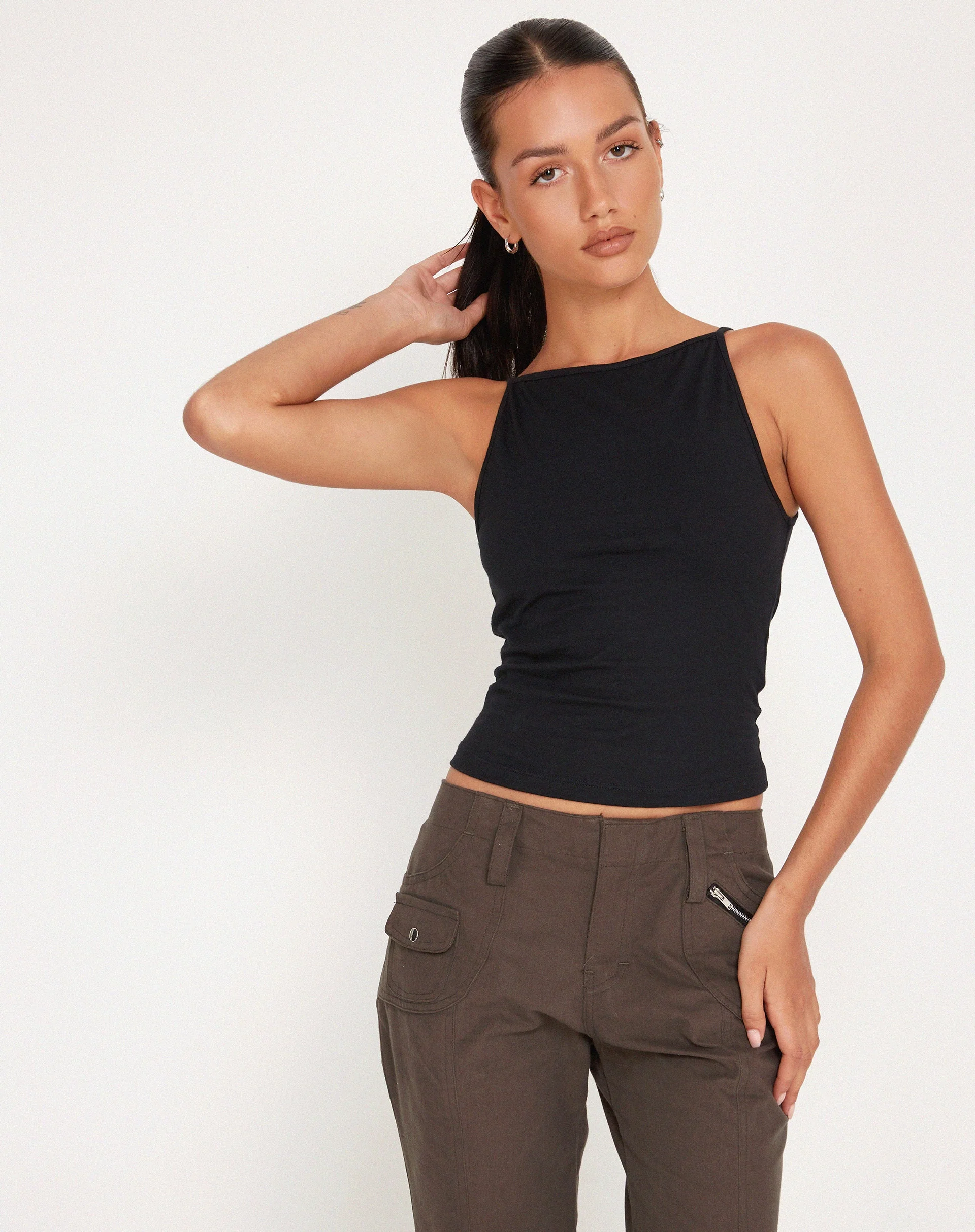 Dudley Vest Top in Schwarz - Image 3