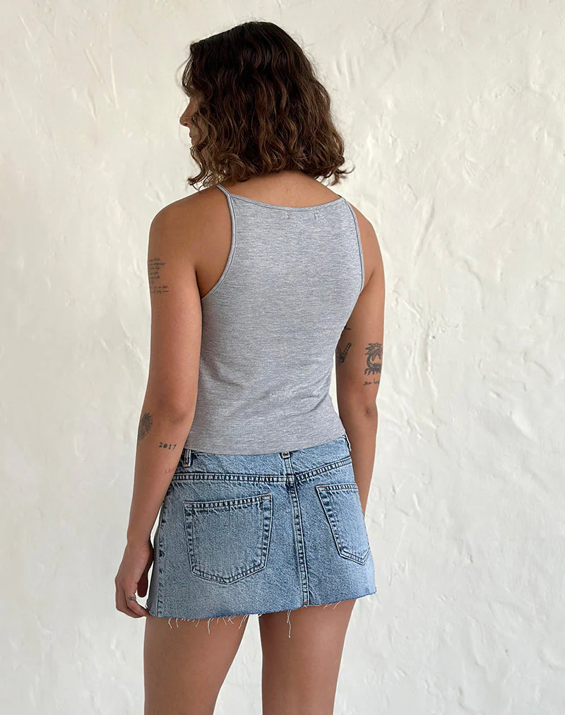 Dudley Vest Top in Grau meliert Gemalte Blume - Image 5
