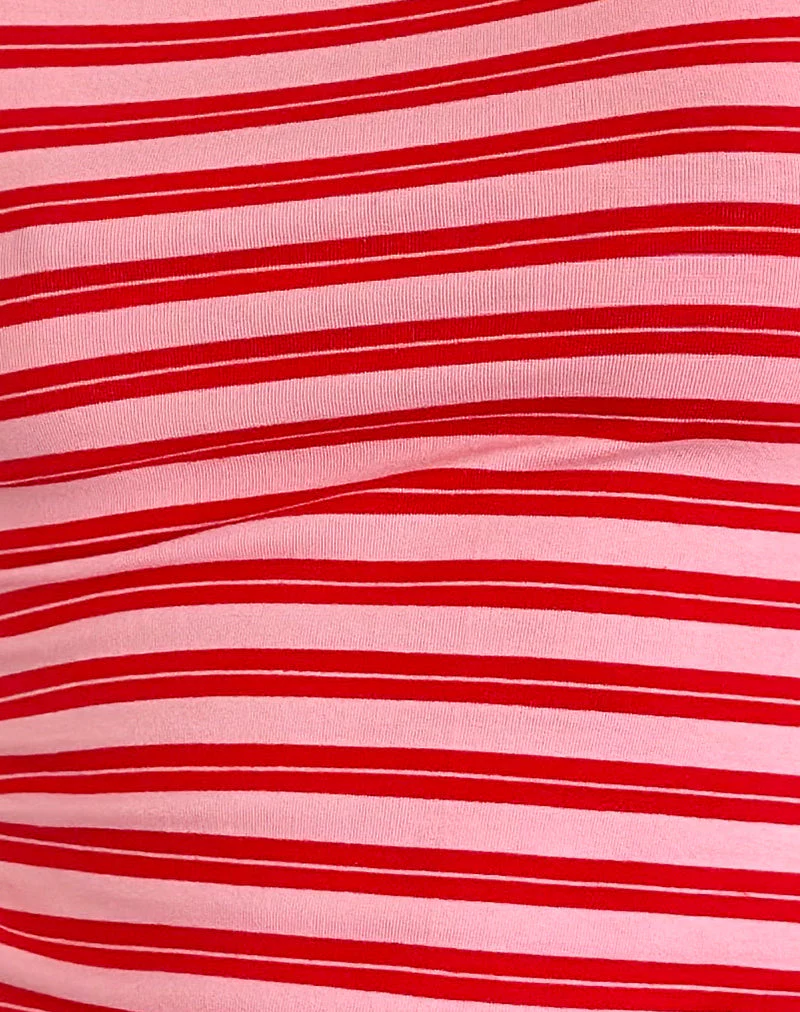 Dudley Vest Top in Rosa und Rot gestreift - Image 5