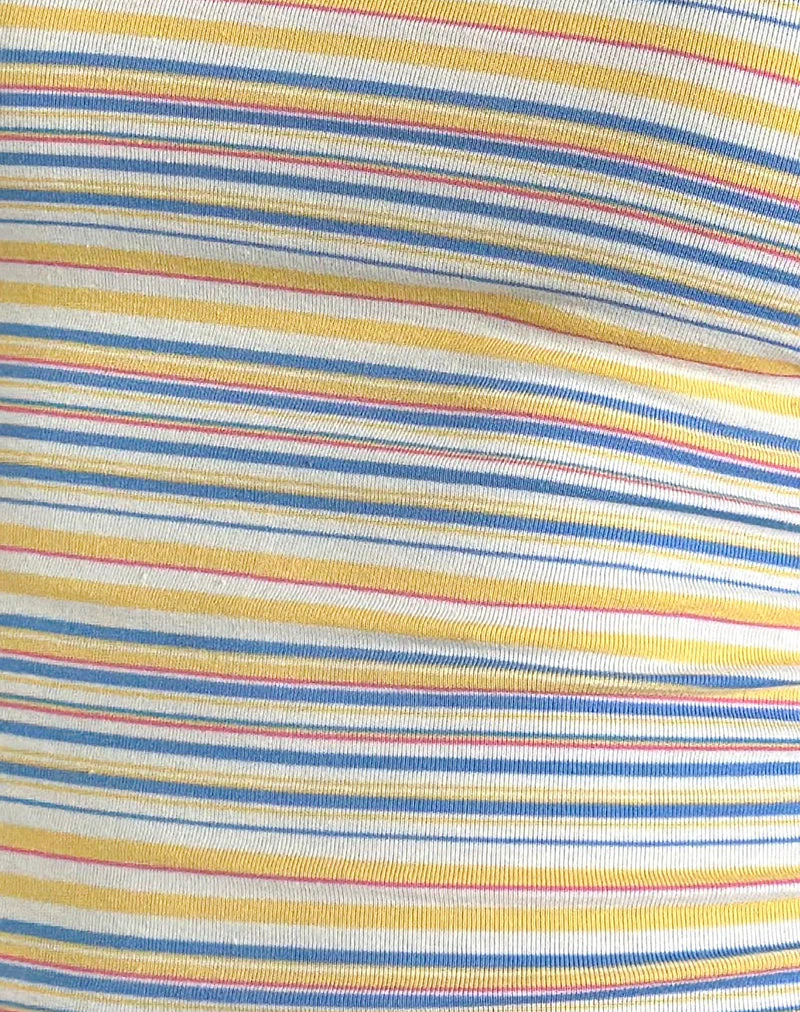 Dudley Vest Top in Blau, Weiß und Gelb gestreift - Image 5
