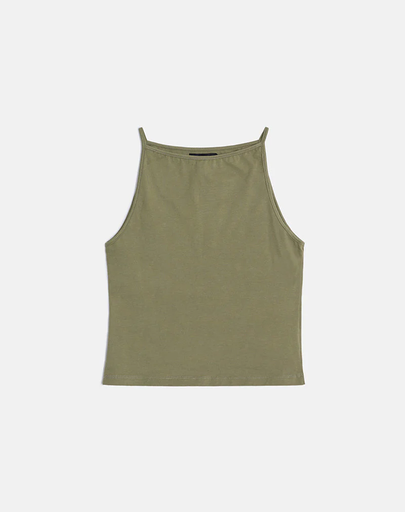 Dudley Vest Top aus Jersey Khaki - Image 4
