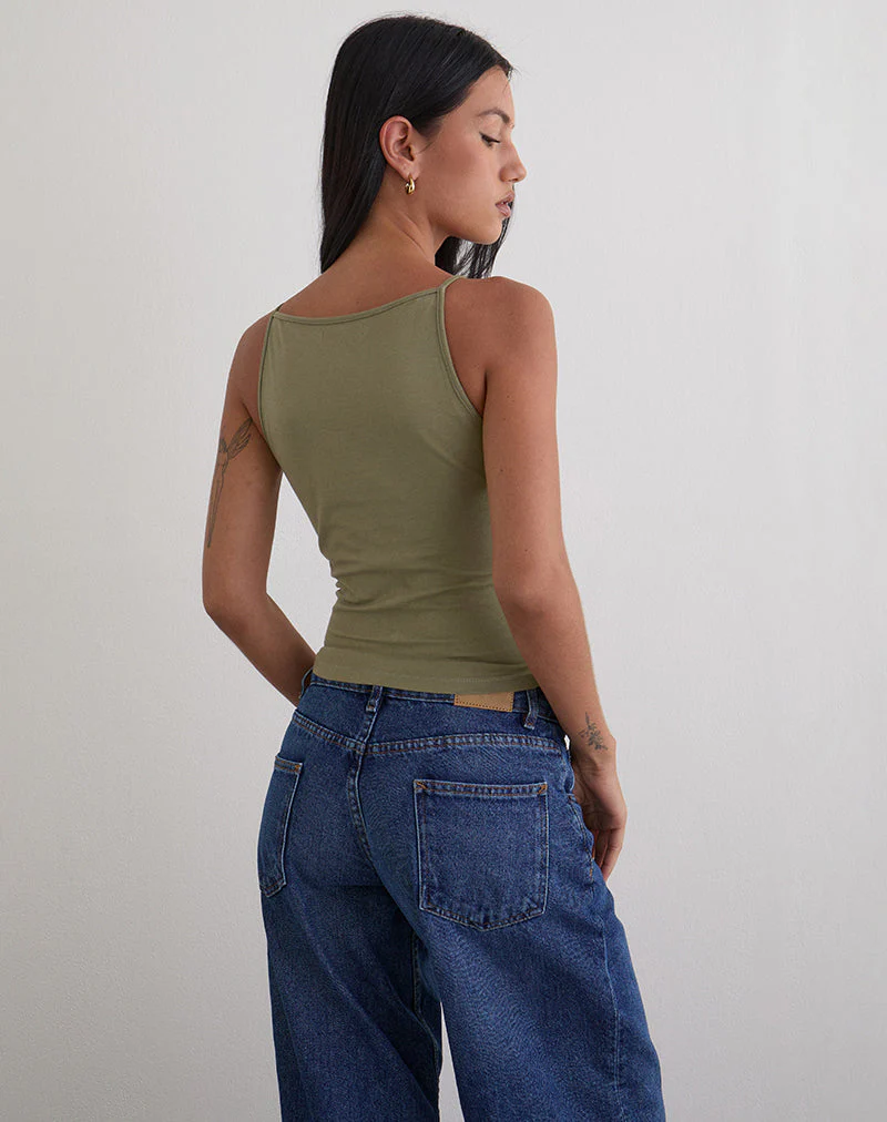 Dudley Vest Top aus Jersey Khaki - Image 6