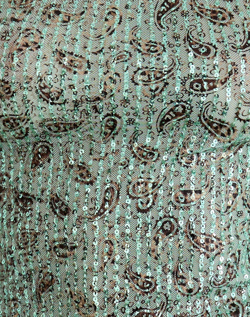 Dudley Vest Top in Paisley Sequin Teal - Image 5