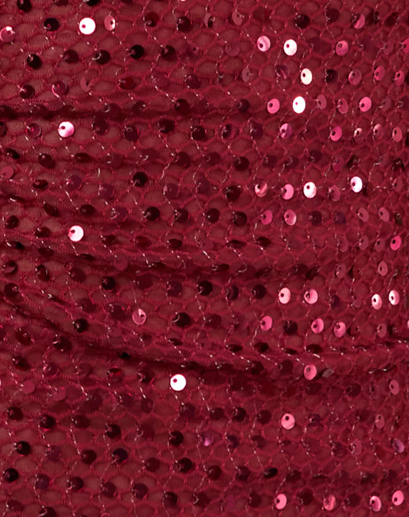 Dudley Vest Top aus Paillettenstrick in Burgund - Image 6