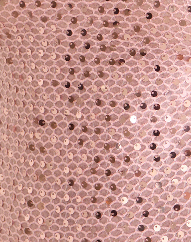 Dudley Vest Top in Sequin Knit Peach - Image 5