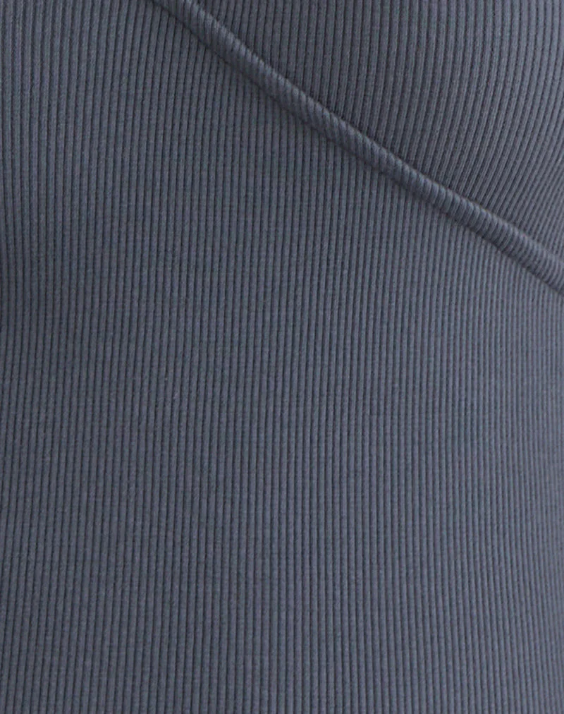 Dulcet Geripptes Langarm-Top in Blau Granit - Image 7