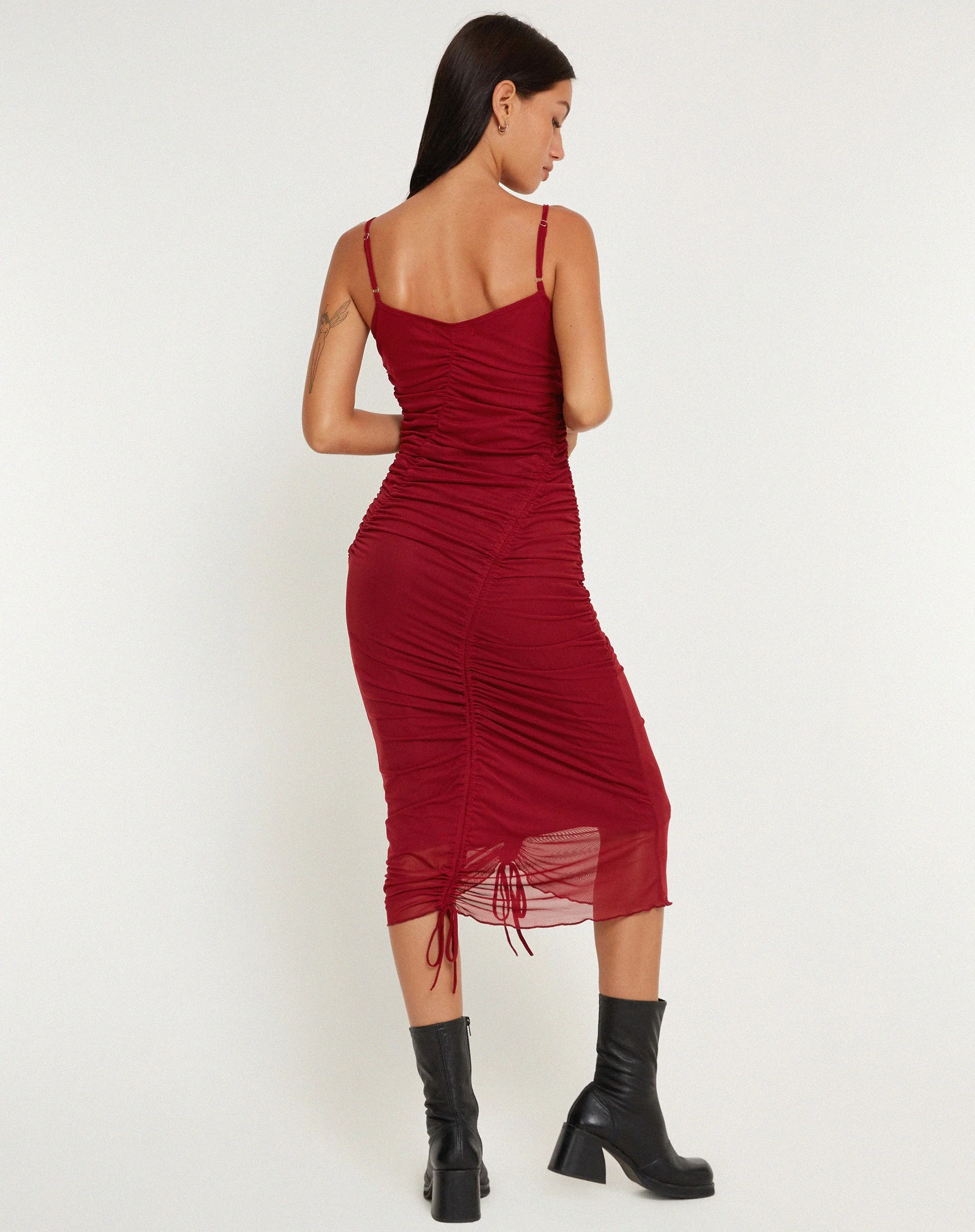 Dulcia Midikleid in Burgunderrot - Image 6