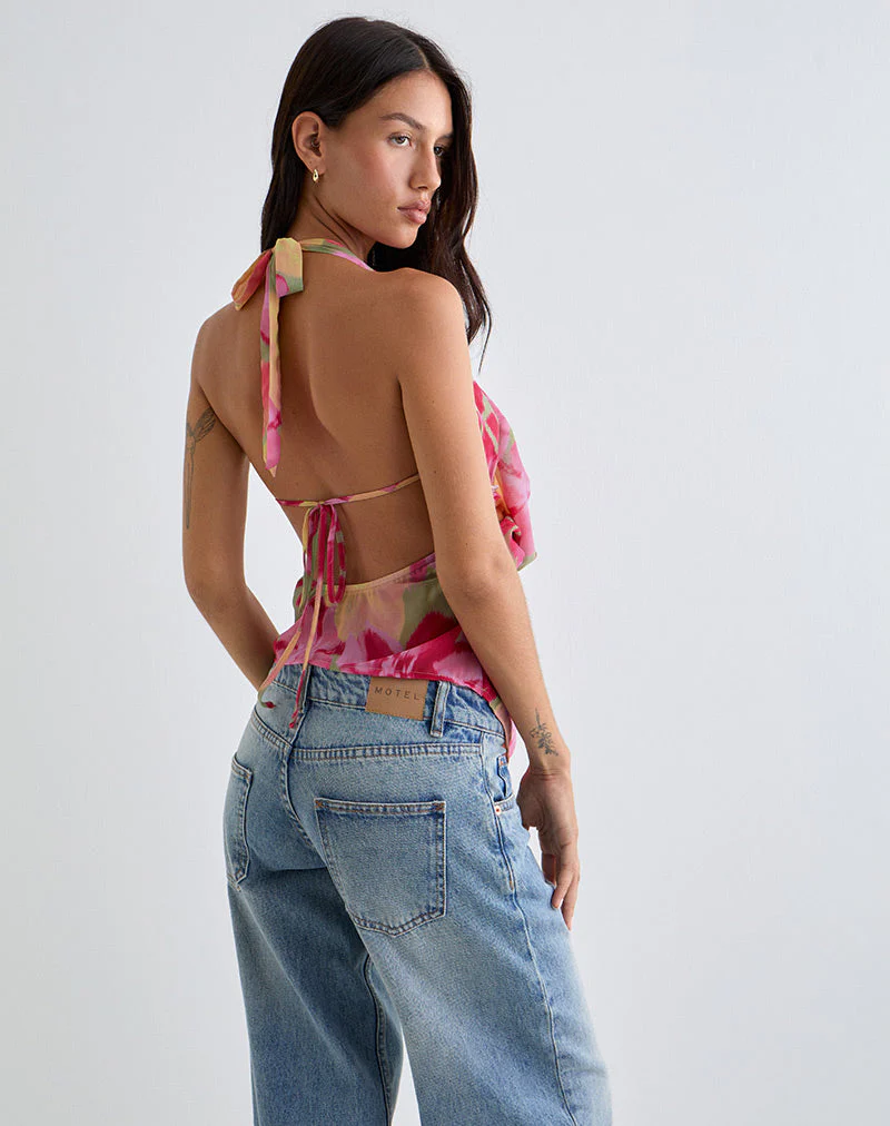 Duma Cowl Halfter Top in Bold Multi Farbe Floral - Image 5