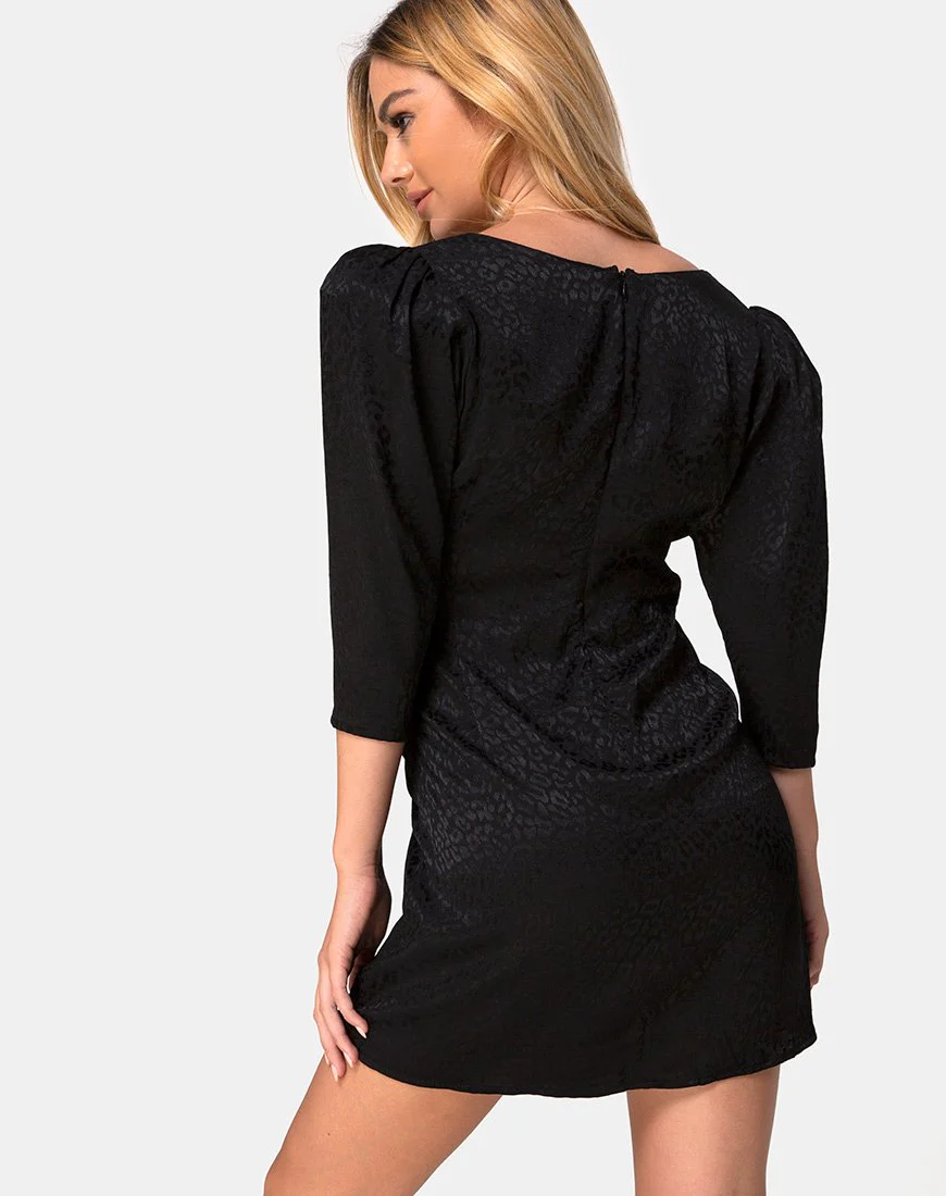 Dumia Kleid aus Satin Gepard Schwarz - Image 2