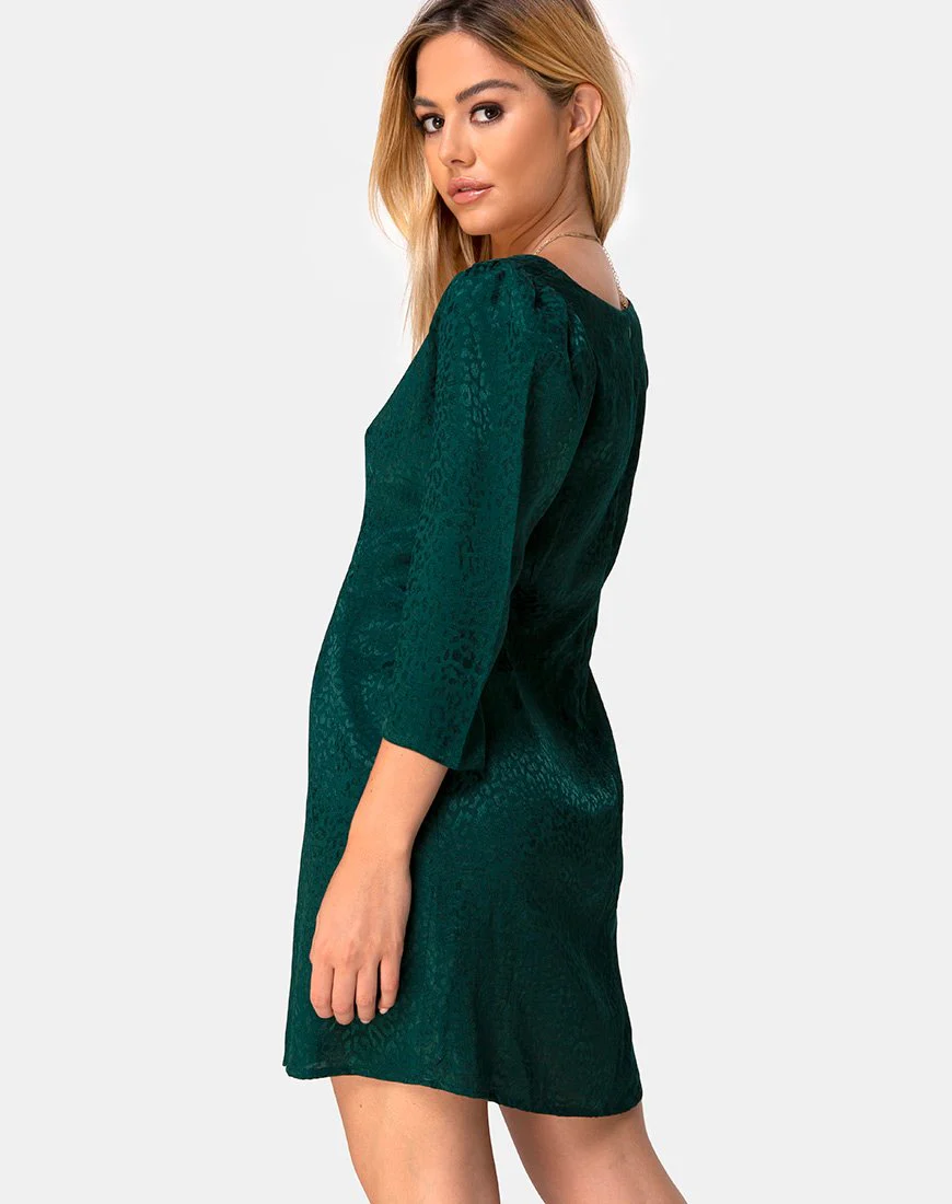 Dumia Minikleid aus Satin Gepard Waldgrün - Image 2