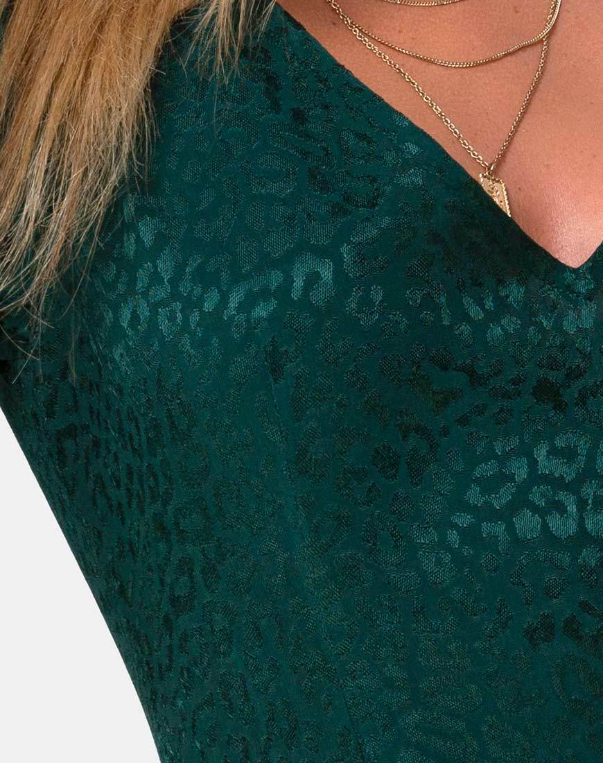 Dumia Minikleid aus Satin Gepard Waldgrün - Image 5