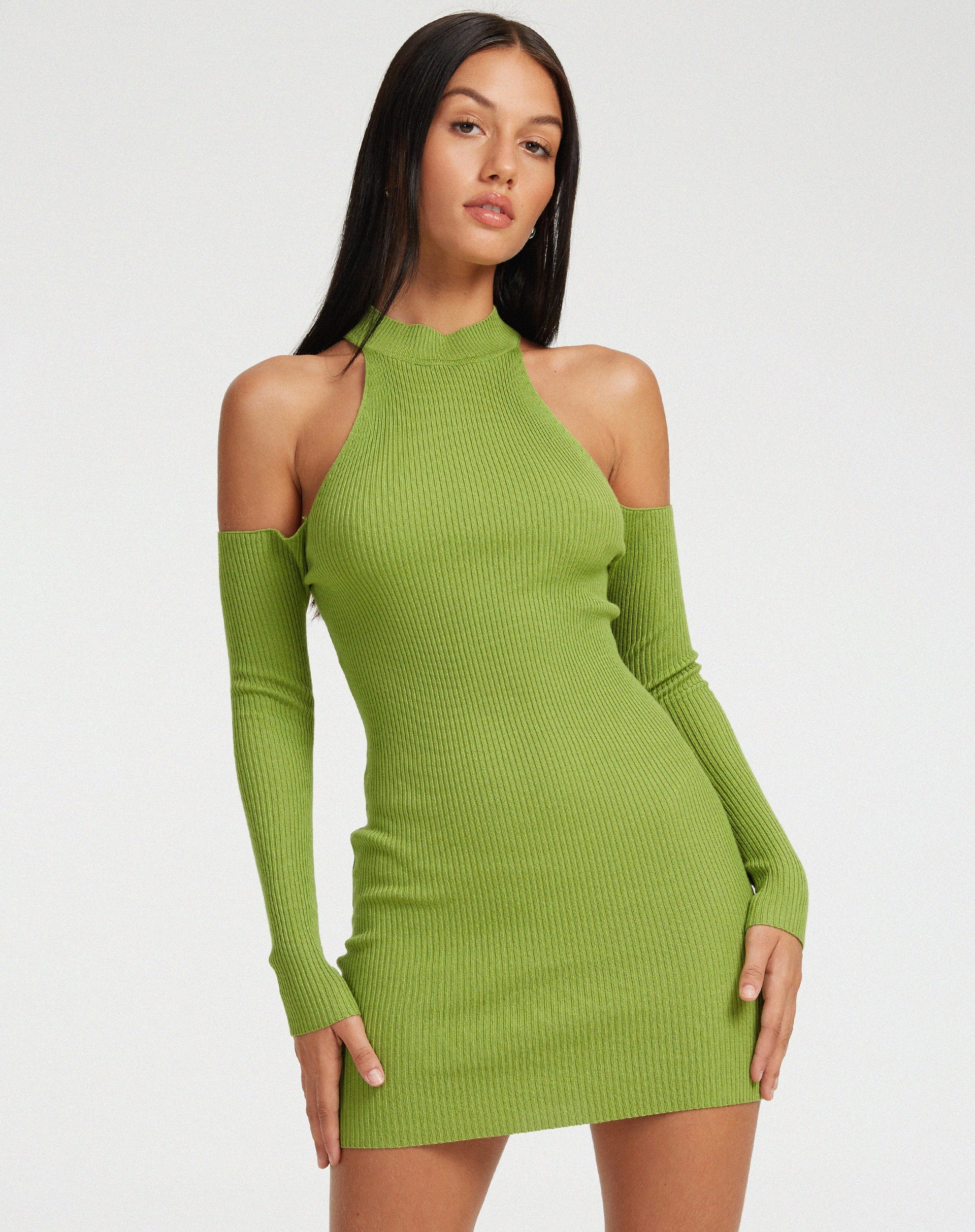 Dundar Mini-Strickkleid in Golden Lime