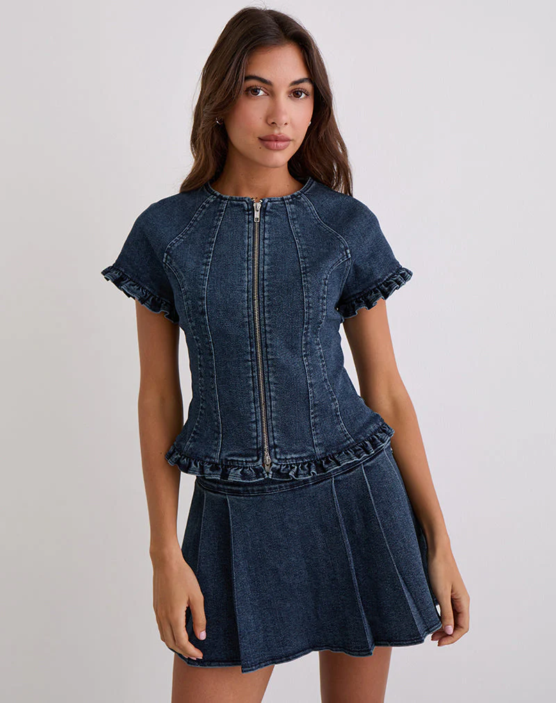 Dunya Top aus Chambray Vintage Blau - Image 3