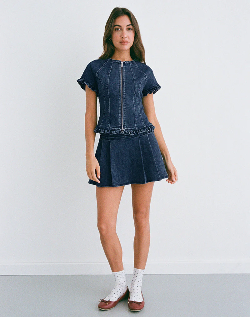 Dunya Top aus Chambray Vintage Blau - Image 4