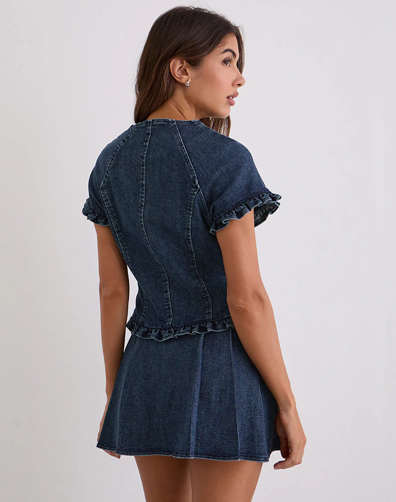 Dunya Top aus Chambray Vintage Blau - Image 5