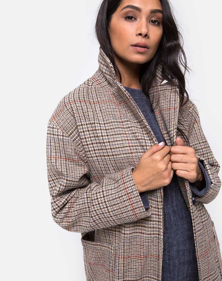 Duster Langarmmantel aus Glenn-Karo Natur - Image 5