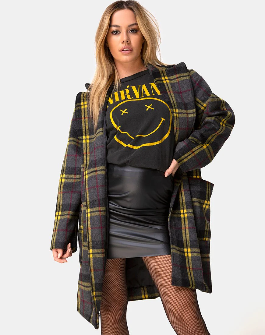 Dusty Coat in Karo Gelb Braun