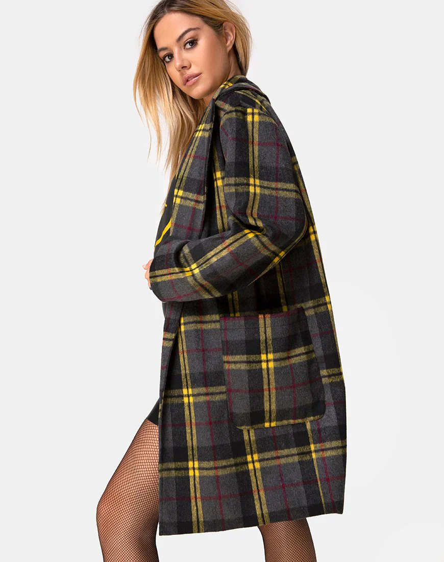 Dusty Coat in Karo Gelb Braun - Image 2