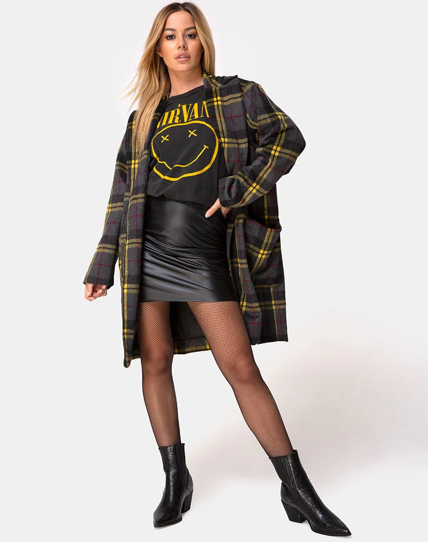 Dusty Coat in Karo Gelb Braun - Image 3