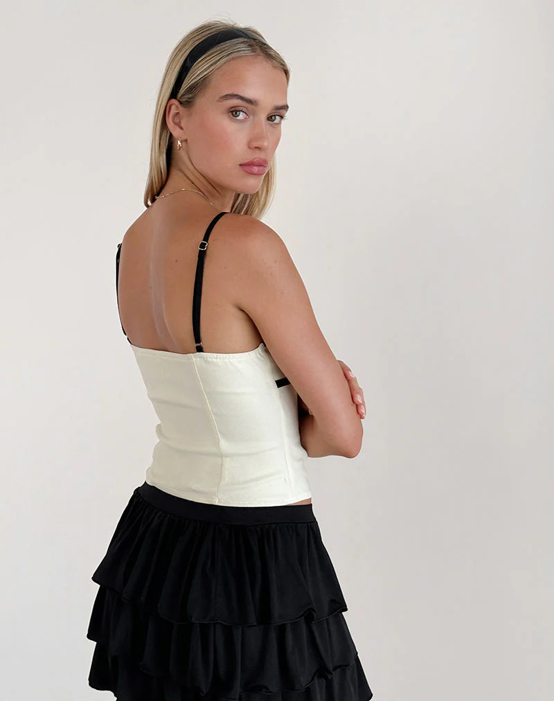 Duta Cami Top in Creme mit schwarzen Schleifen - Image 3