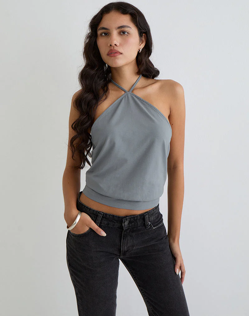 Dyilla Arrow Neck Top in Grau