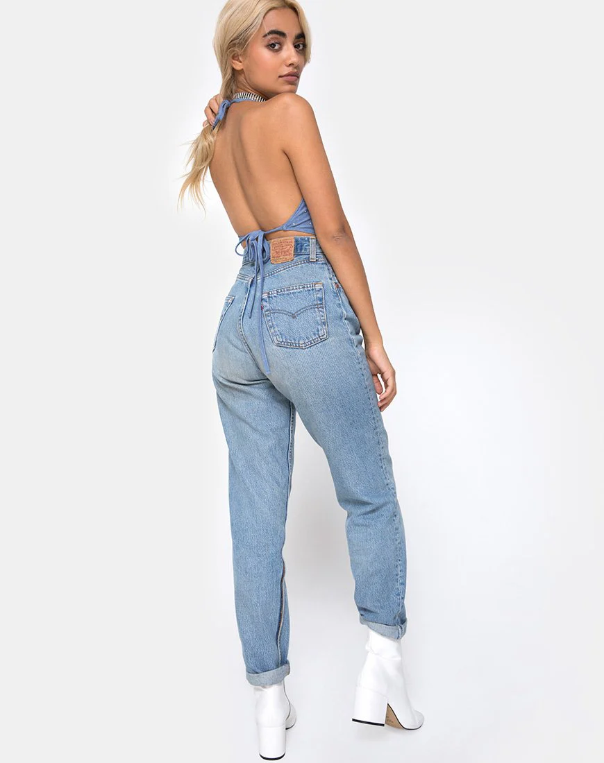 Dyla Crop Top aus blauem Denim Hot Fix - Image 4