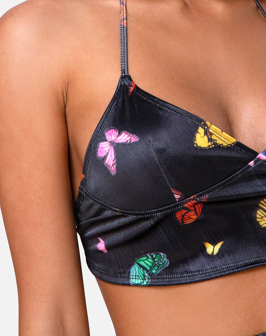 Dyla Top in Schwarz Satin Butterfly - Image 8