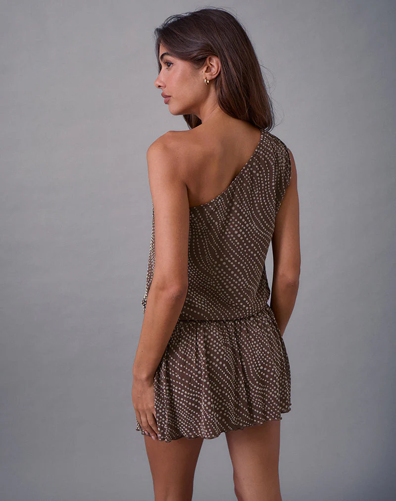 Dyle Minikleid aus abstraktem Polka-Flock Braun - Image 4