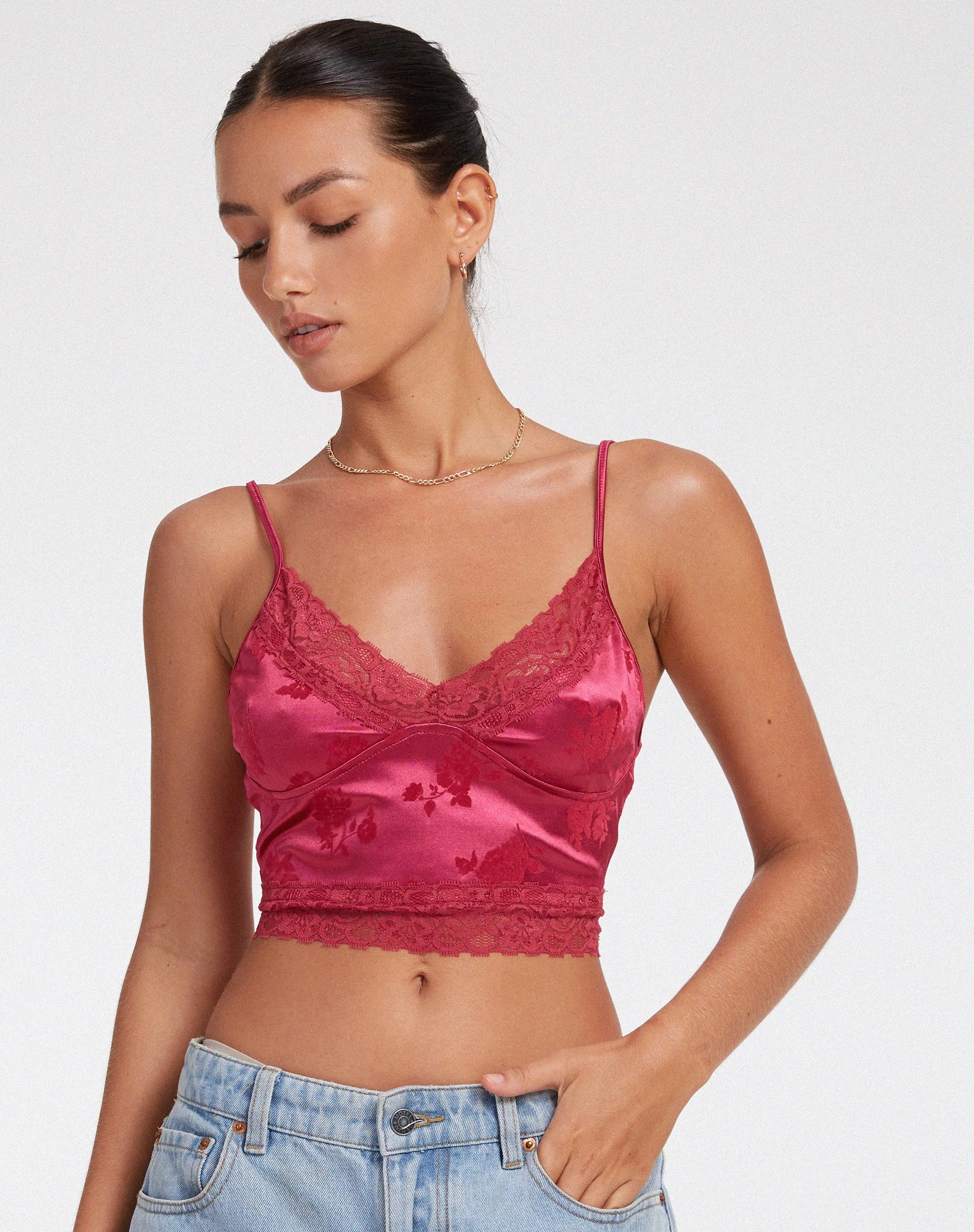 Dyrana Crop Top in Rosa Flock Magenta