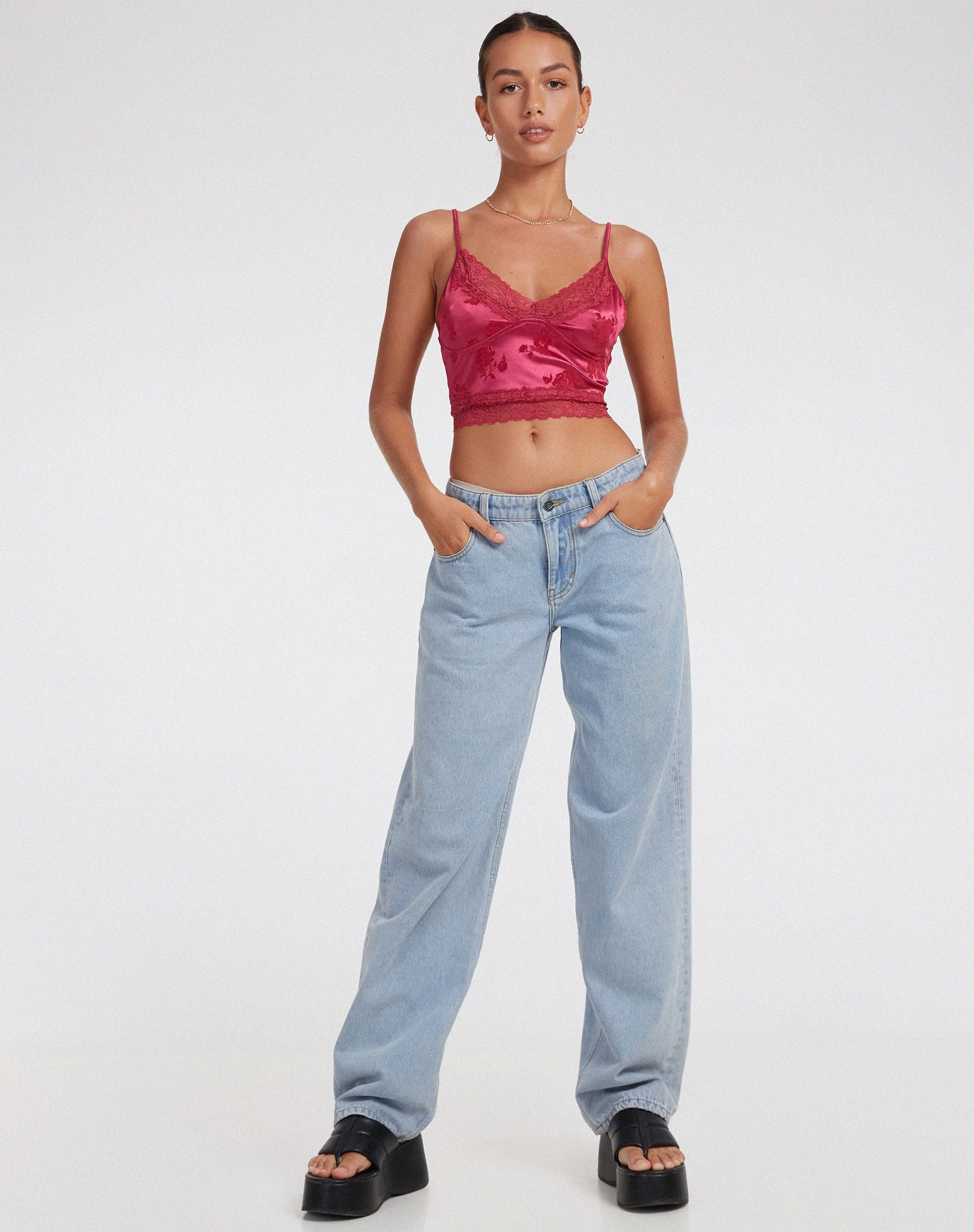 Dyrana Crop Top in Rosa Flock Magenta - Image 2