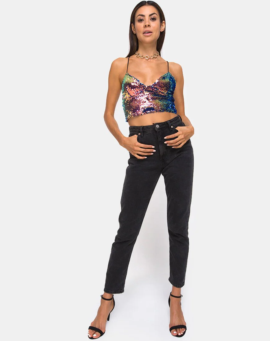 Dyrilla Cropped Bralet aus Drachenfrucht-Pailletten - Image 4