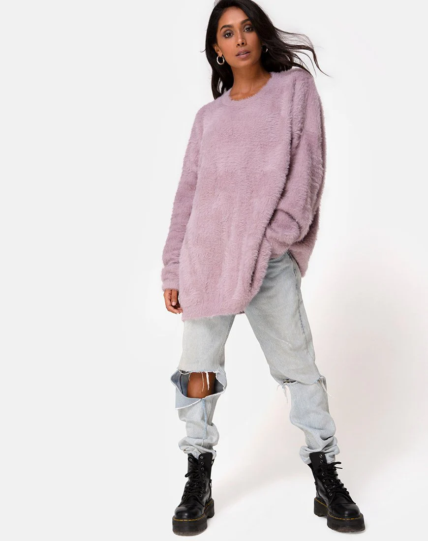 Edgen Pullover in Mauve gestrickt - Image 3