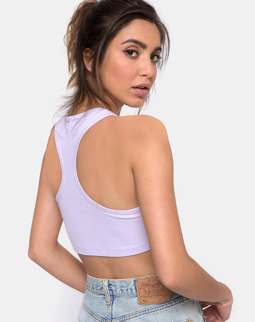 Edina Crop Top Rippe Flieder - Image 2
