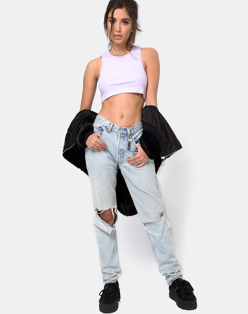 Edina Crop Top Rippe Flieder - Image 3