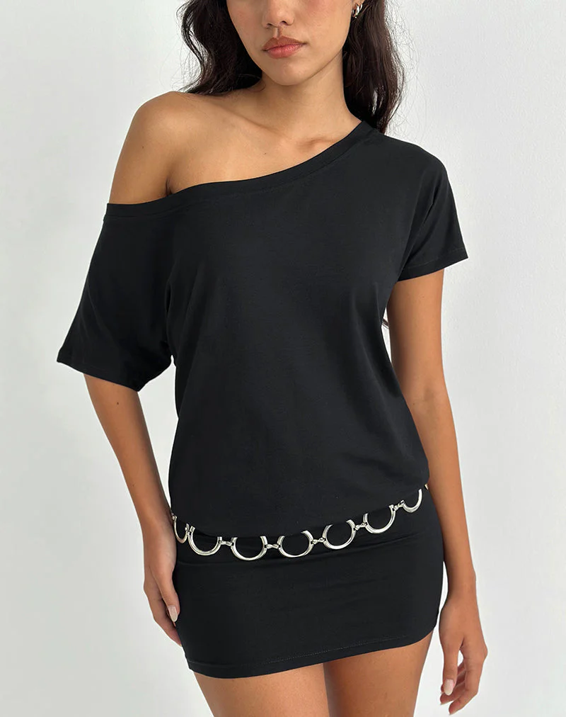 Edwina Schulternahes Minikleid in Schwarz