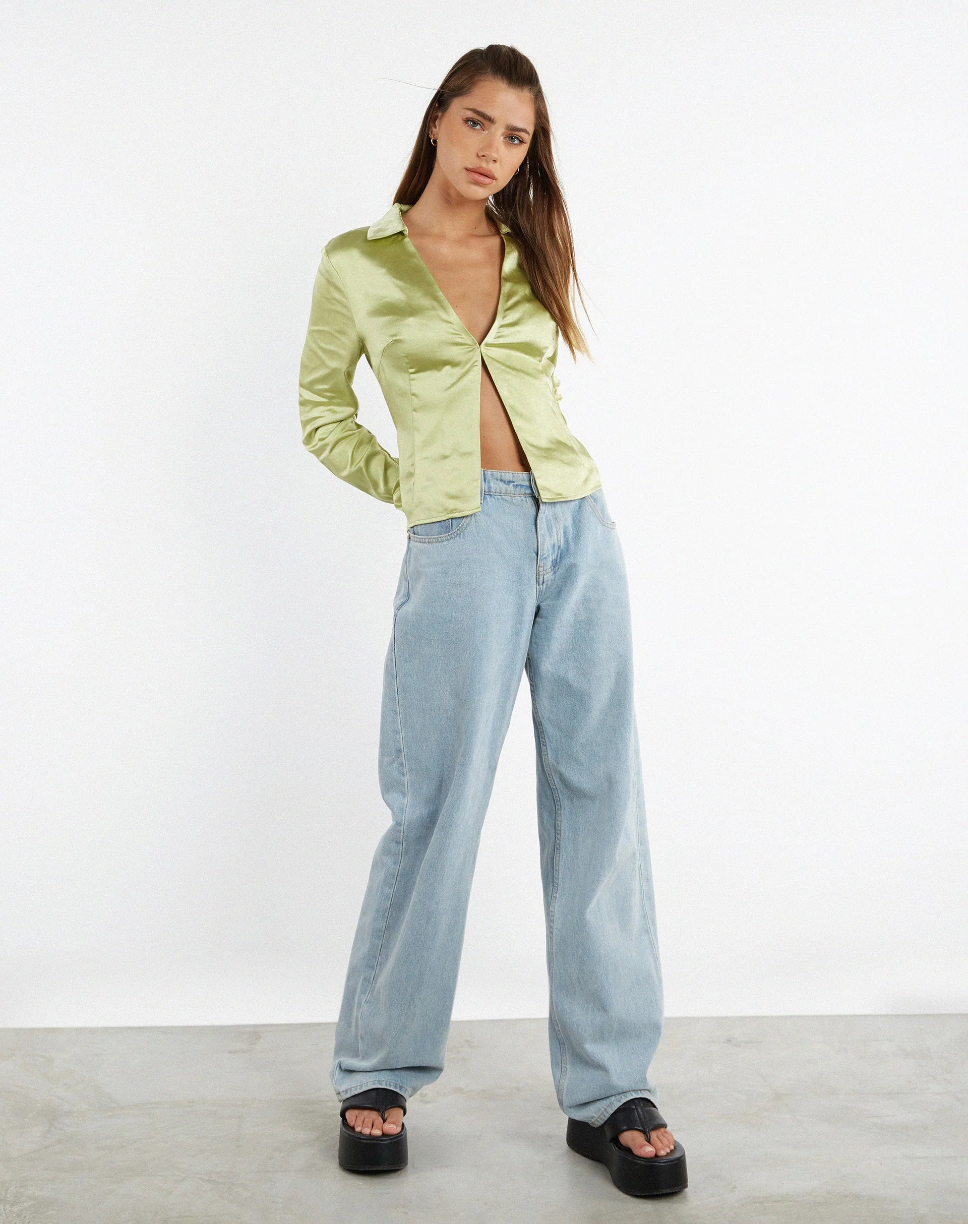 Edzia Hemd aus Satin Nilgrün - Image 3