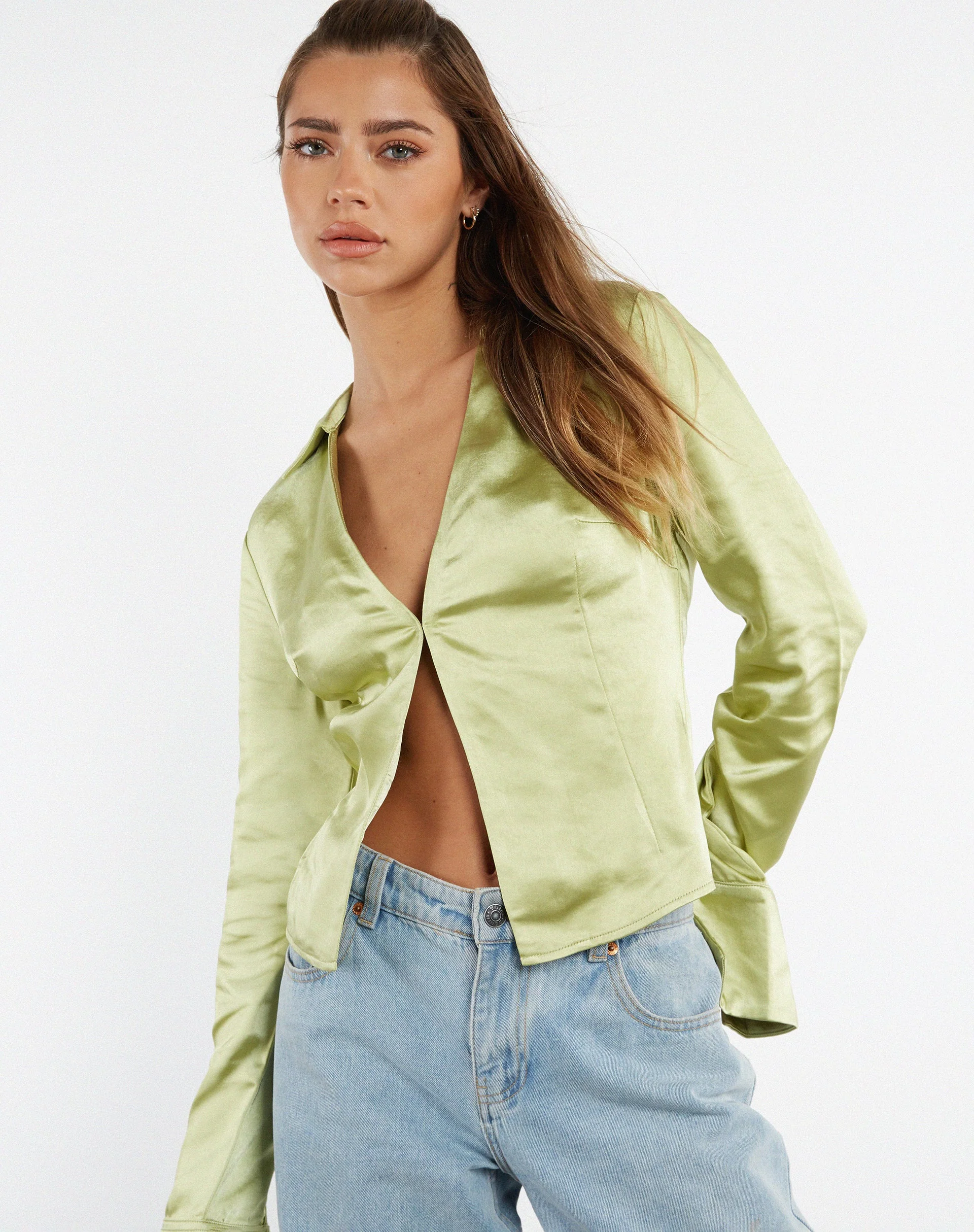 Edzia Hemd aus Satin Nilgrün - Image 6