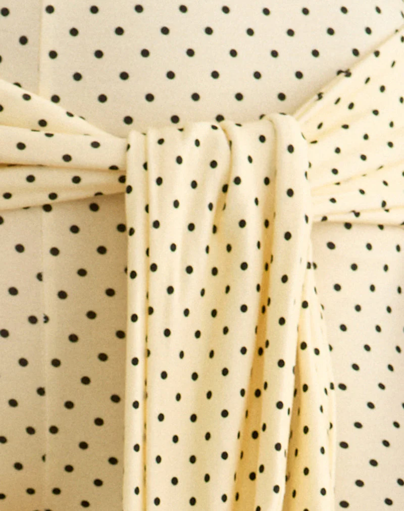 Effy Tie Side Capri in Butter Yellow with Micro Polka Dots - Image 5