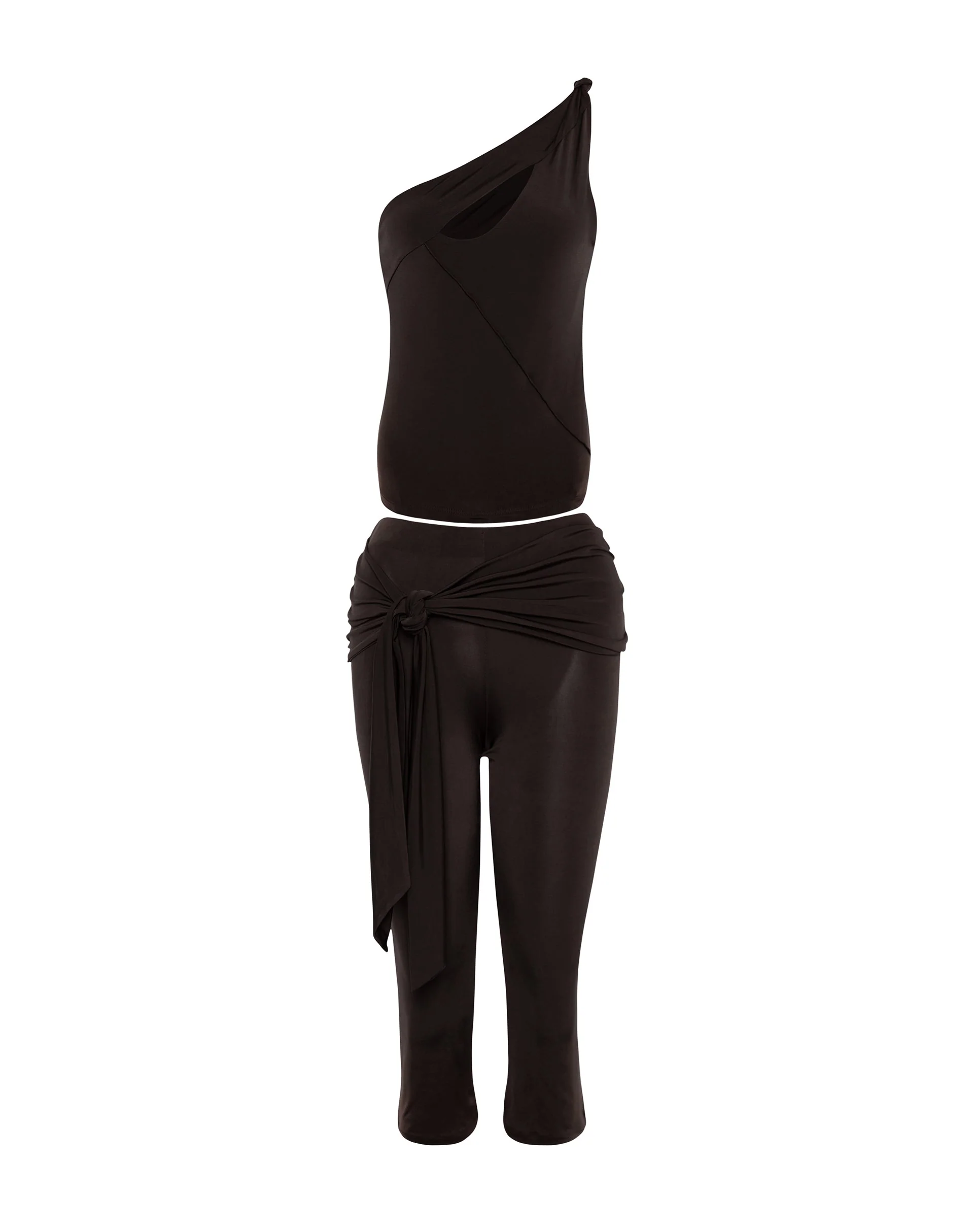 Effy Capri-Hose mit Wickel-Bund in Mocca - Image 7