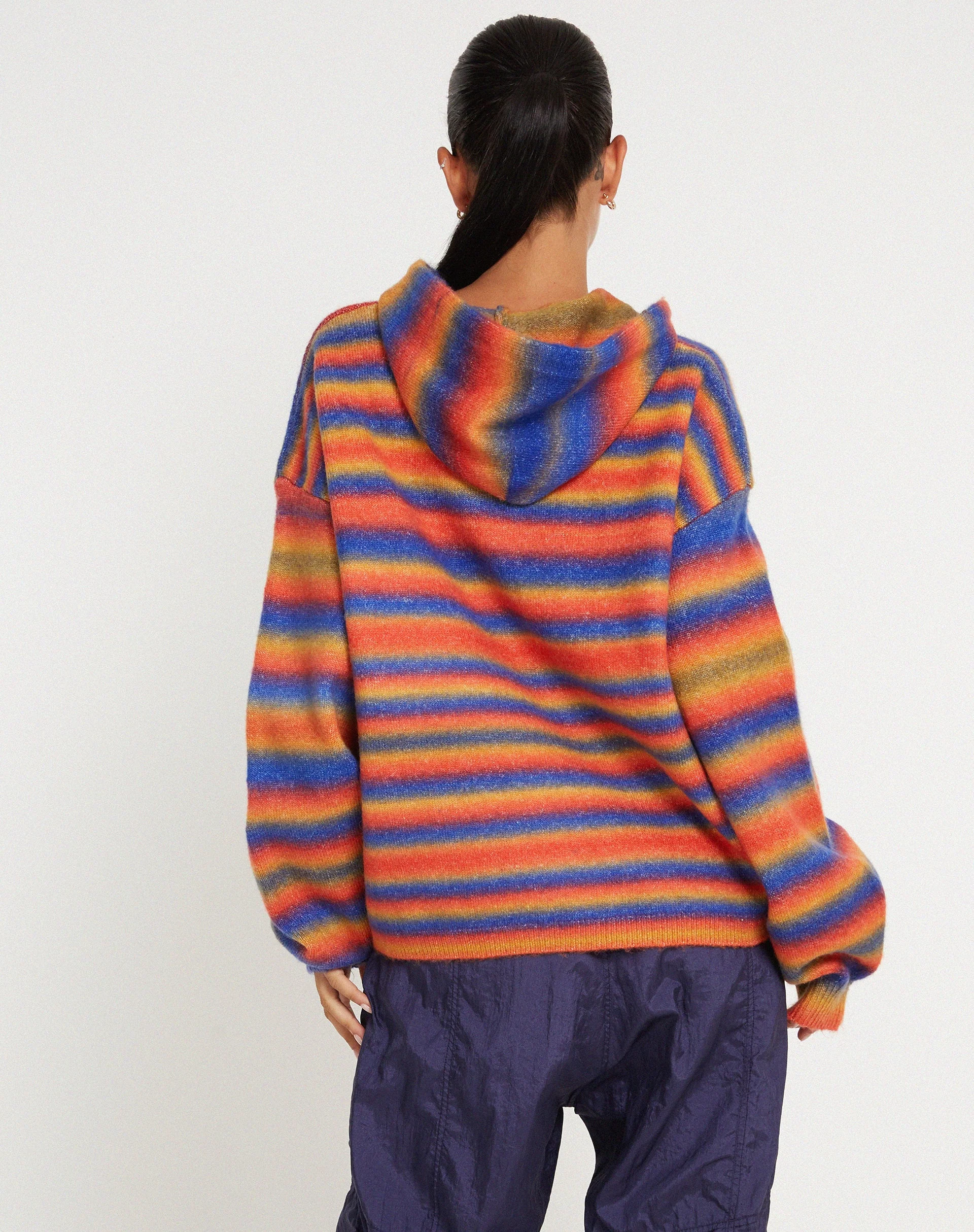 Ehsan Kapuzenpullover in Rot Mix Streifen - Image 2