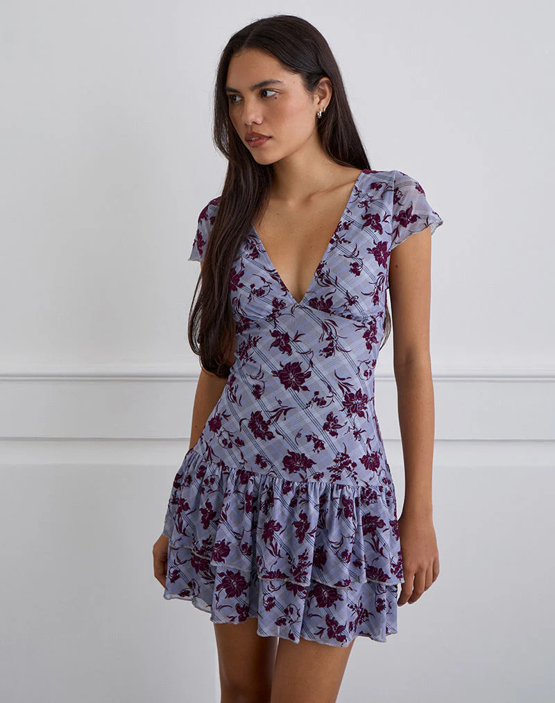 Elaya Kleid in Lotusflock kariert lavendel - Image 2