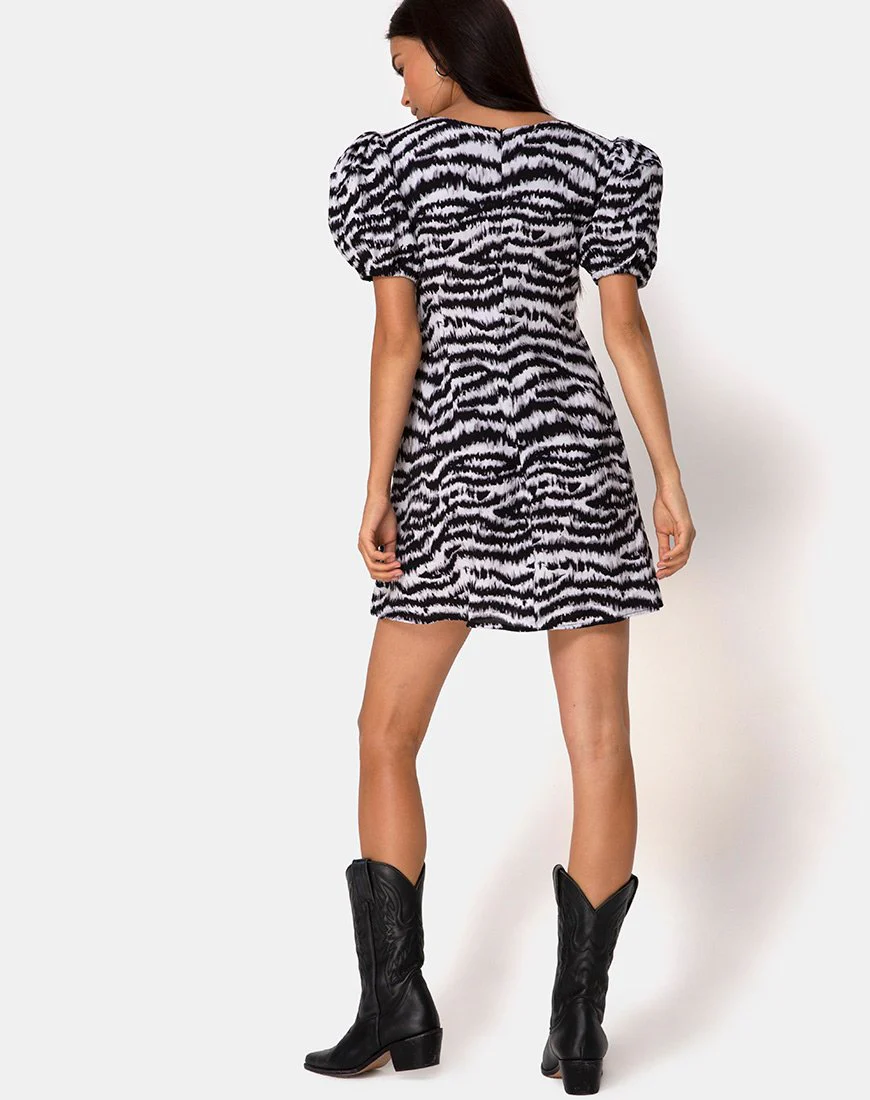 Elcia Kleid in Animal Drip Grau - Image 4