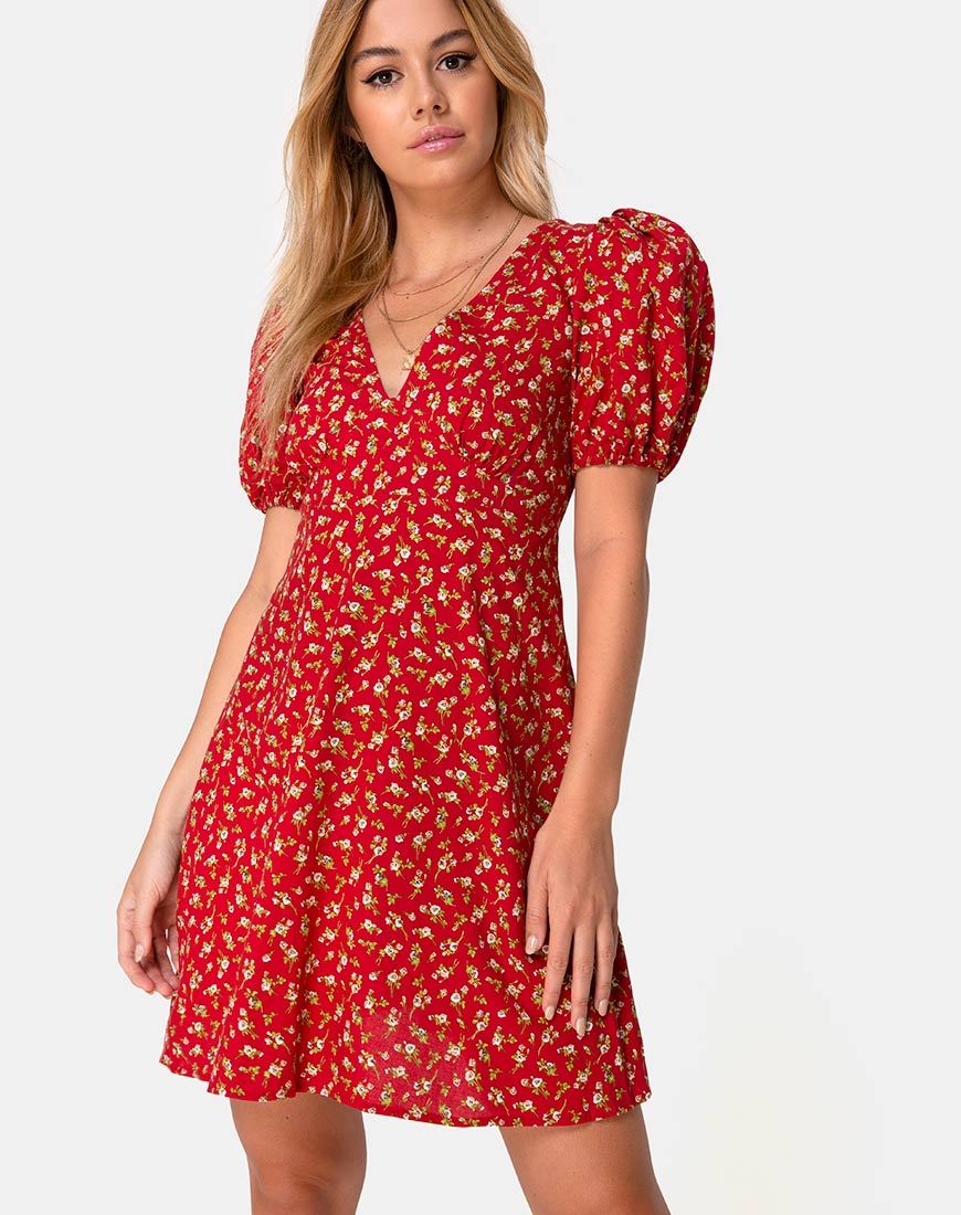 Elfira Kleid in Falling for You Floral Rot - Image 3