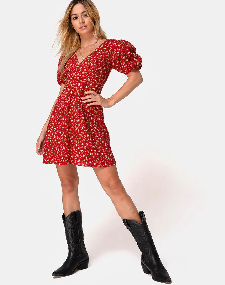 Elfira Kleid in Falling for You Floral Rot - Image 5