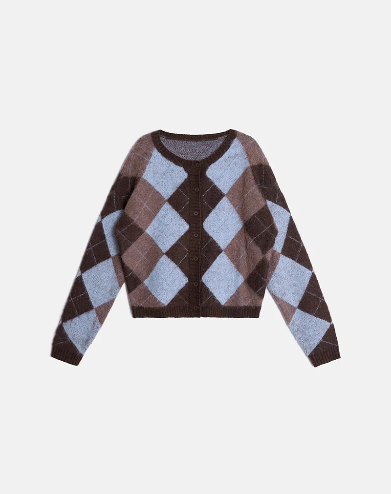 Eliana Strickjacke in Argyle-Blau - Image 2
