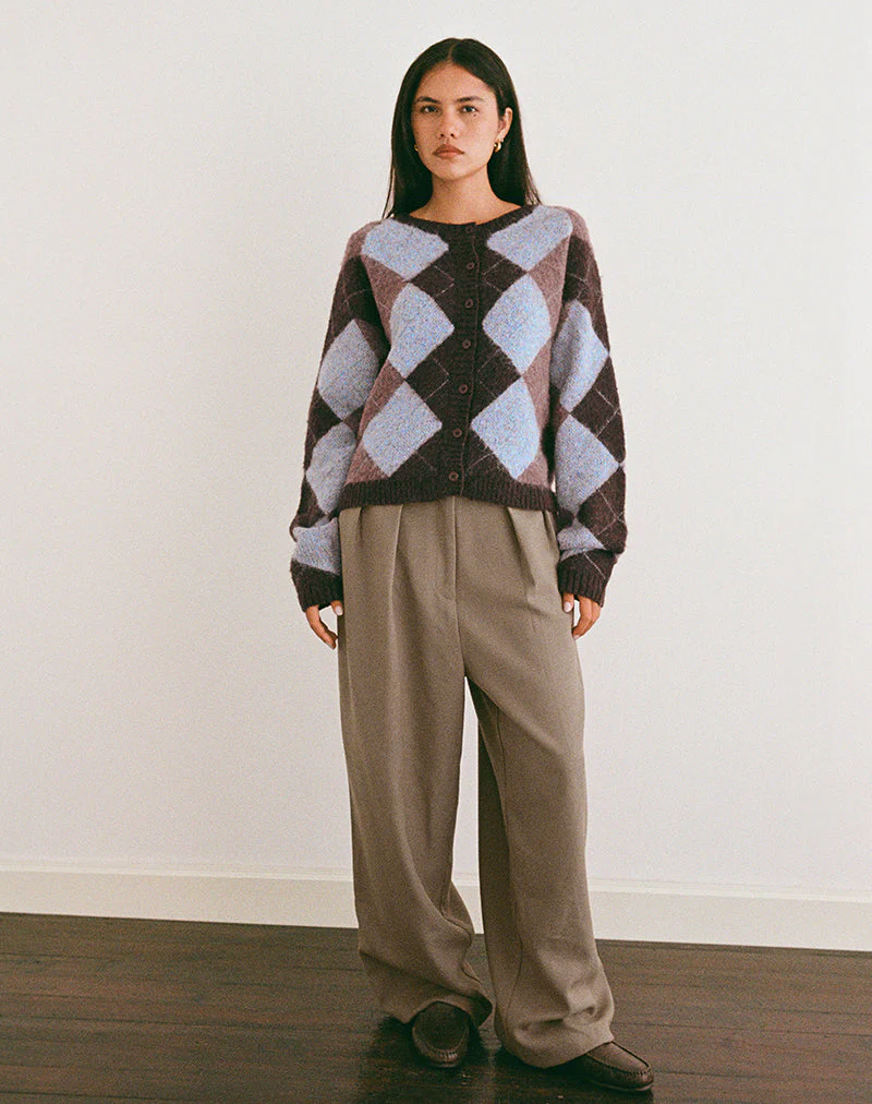 Eliana Strickjacke in Argyle-Blau - Image 3