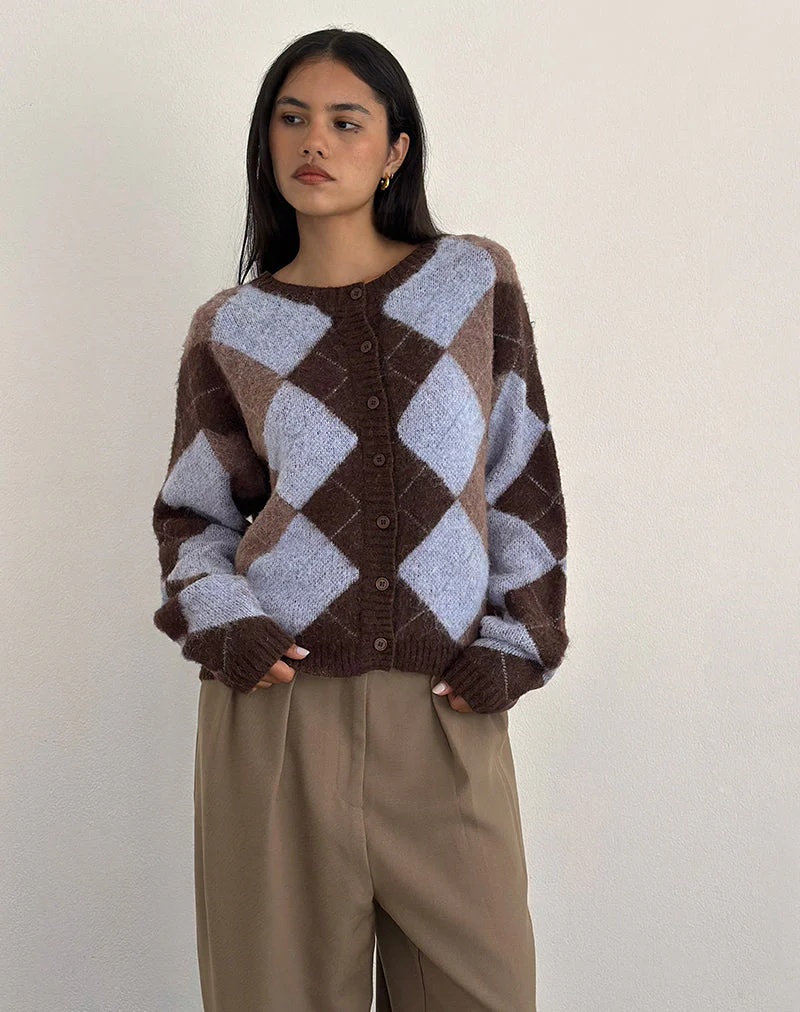 Eliana Strickjacke in Argyle-Blau - Image 4